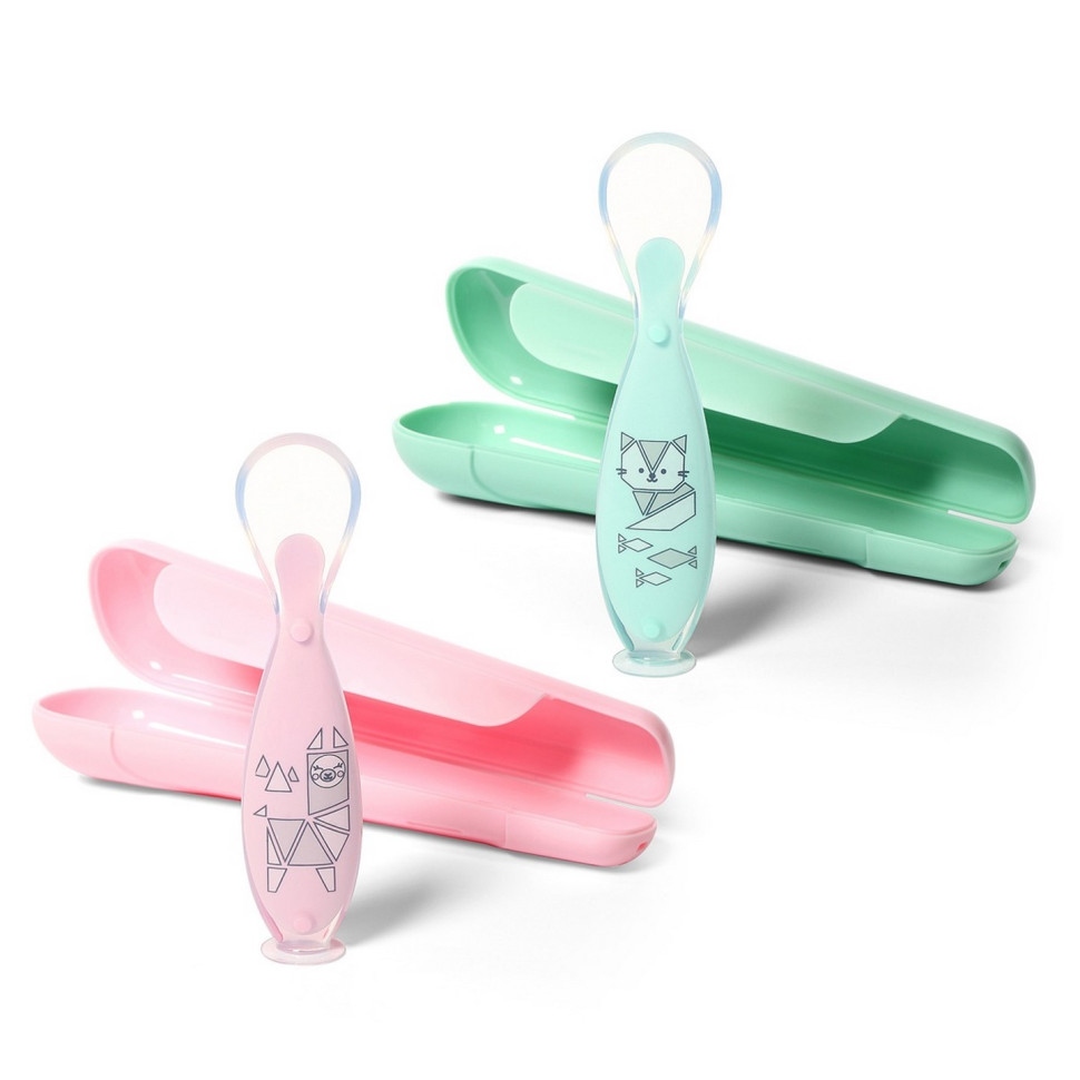 Ложка м'яка силіконова з присоскою BabyOno 1461/01 у футлярі