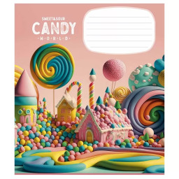 Зошит учнівський "Candy world" Школярик 012-3266K-5 в клітинку, 12 аркушів