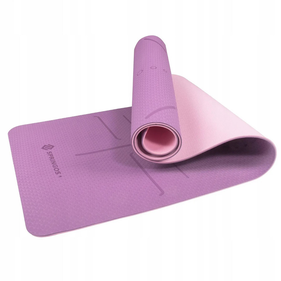 Коврик (мат) для йоги и фитнеса Springos YG0015 Purple/Pink, TPE 6 мм 