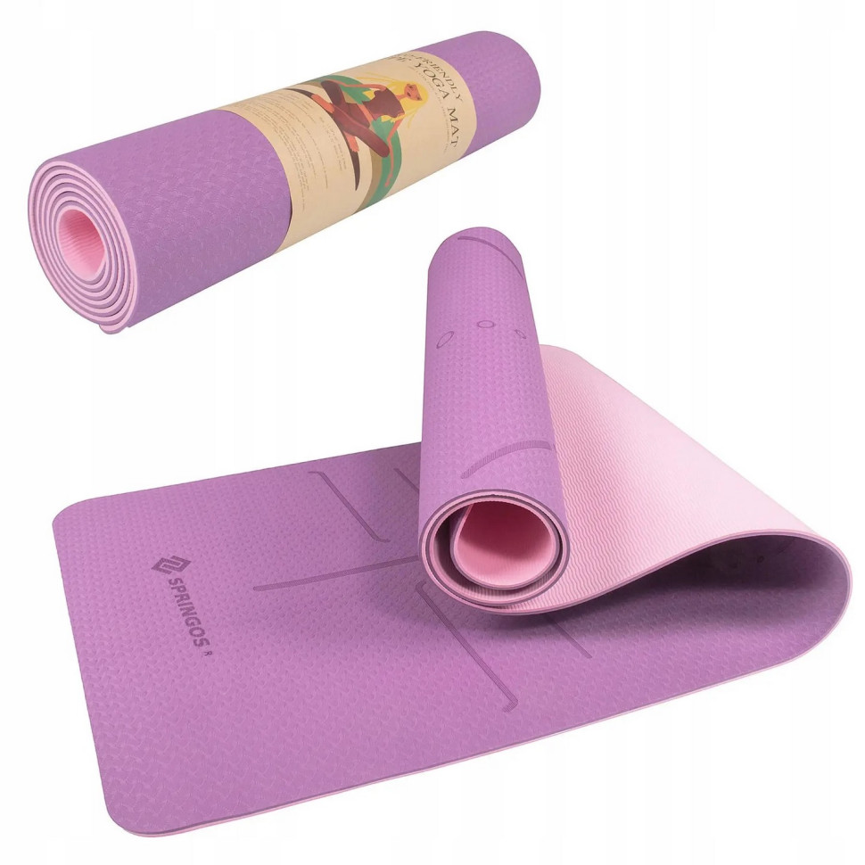 Коврик (мат) для йоги и фитнеса Springos YG0015 Purple/Pink, TPE 6 мм 