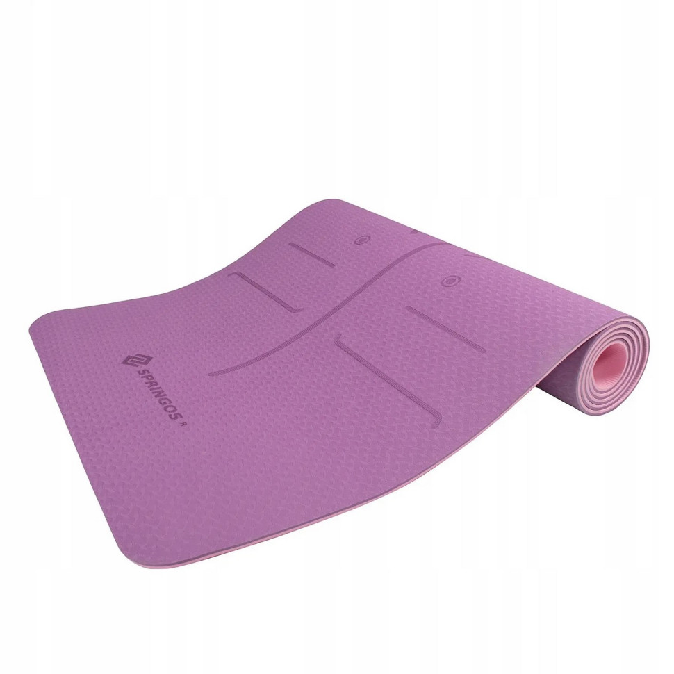 Коврик (мат) для йоги и фитнеса Springos YG0015 Purple/Pink, TPE 6 мм 