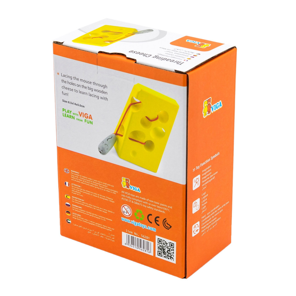 Дерев'яна шнурівка Сир Viga Toys 56281 розвиваюча