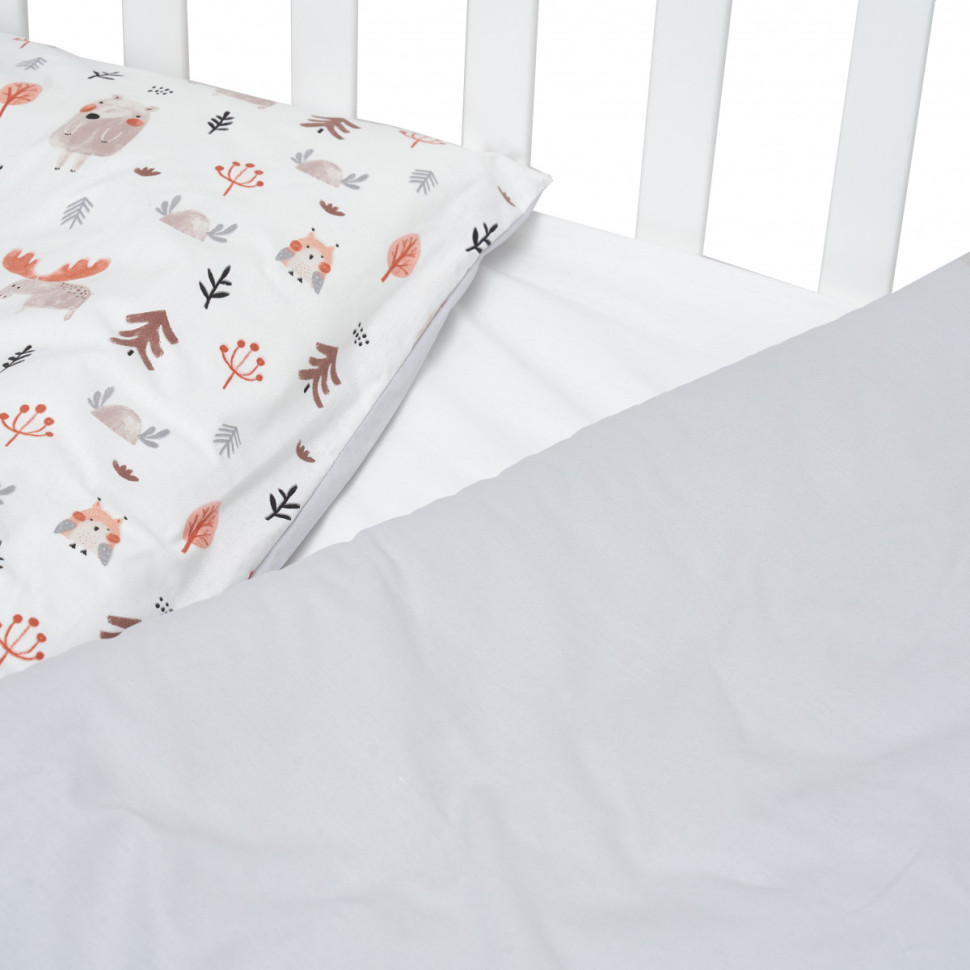 Змінна постільна білизна в ліжечко Zoo Twins 3022-TZ-10 grey, 4 елементи