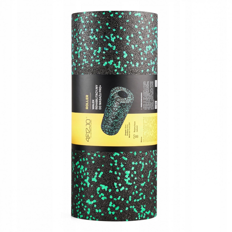 Массажный ролик EPP PRO+ 4FIZJO 4FJ1424, 33 x 14 см, гладкий, Black/Green