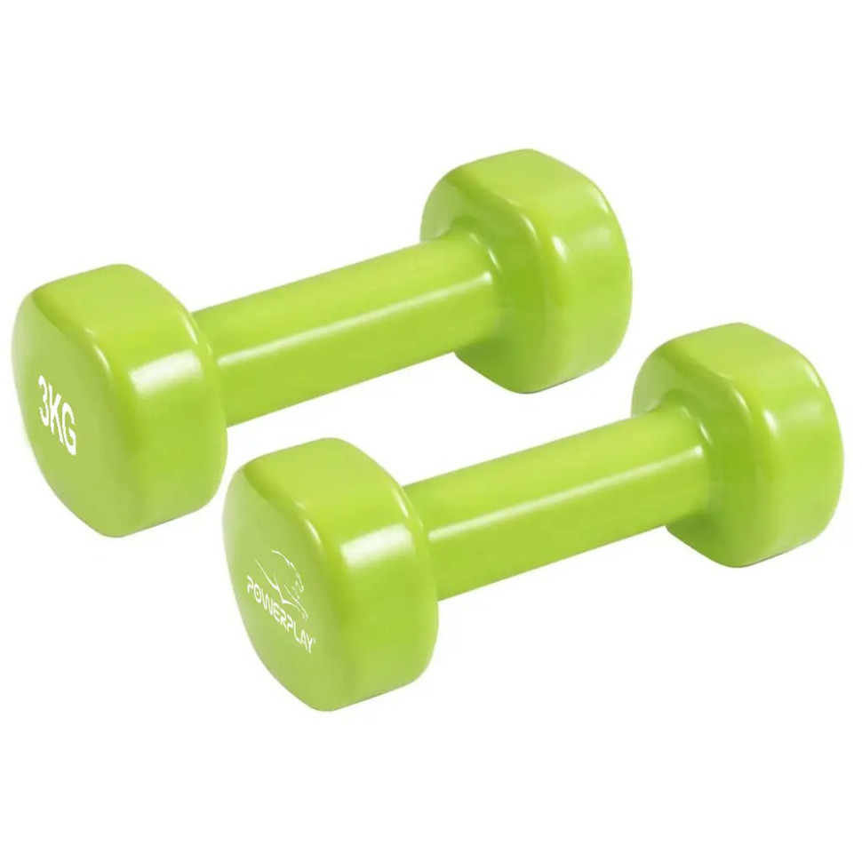 Гантели виниловые Achilles PowerPlay PP_4125_3kg_2in, Зеленые, пара - 2 шт