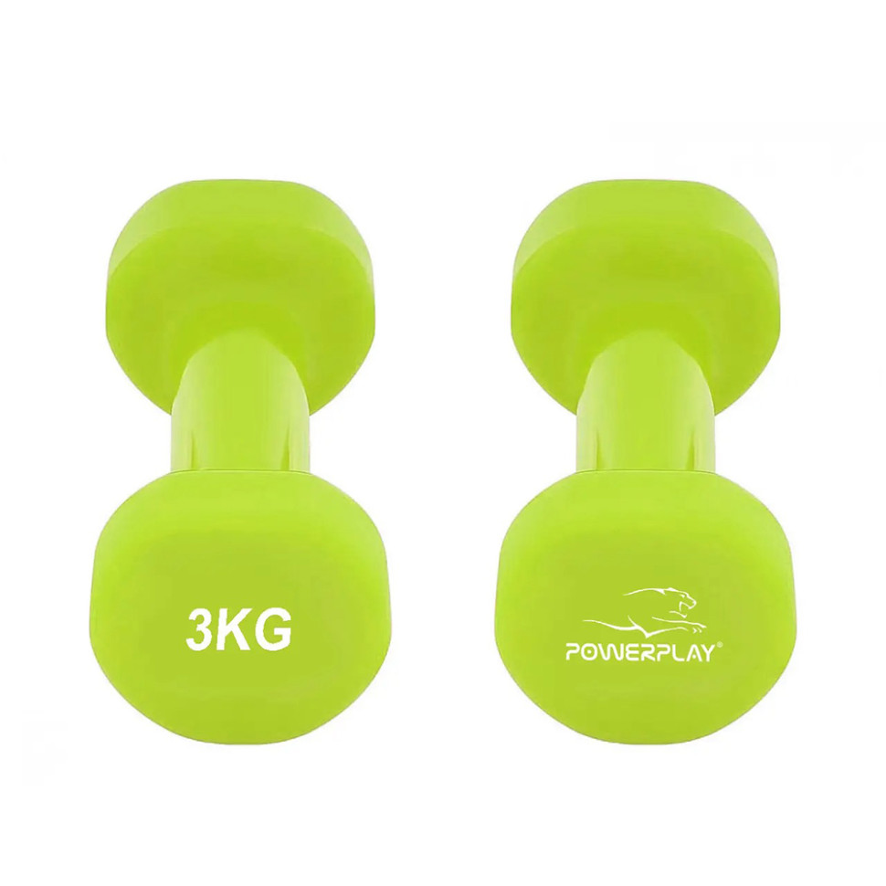 Гантели виниловые Achilles PowerPlay PP_4125_3kg_2in, Зеленые, пара - 2 шт