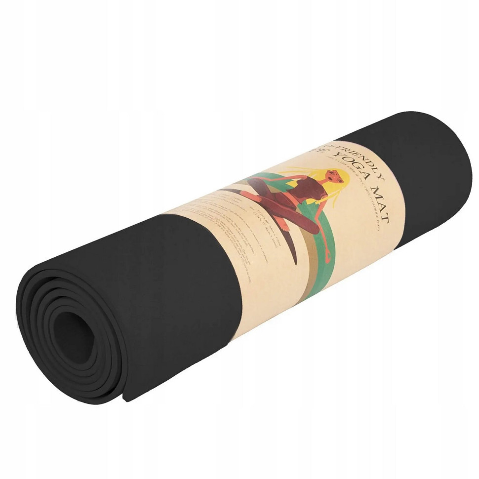 Коврик (мат) для йоги и фитнеса Springos YG0016 Black, TPE 6 мм