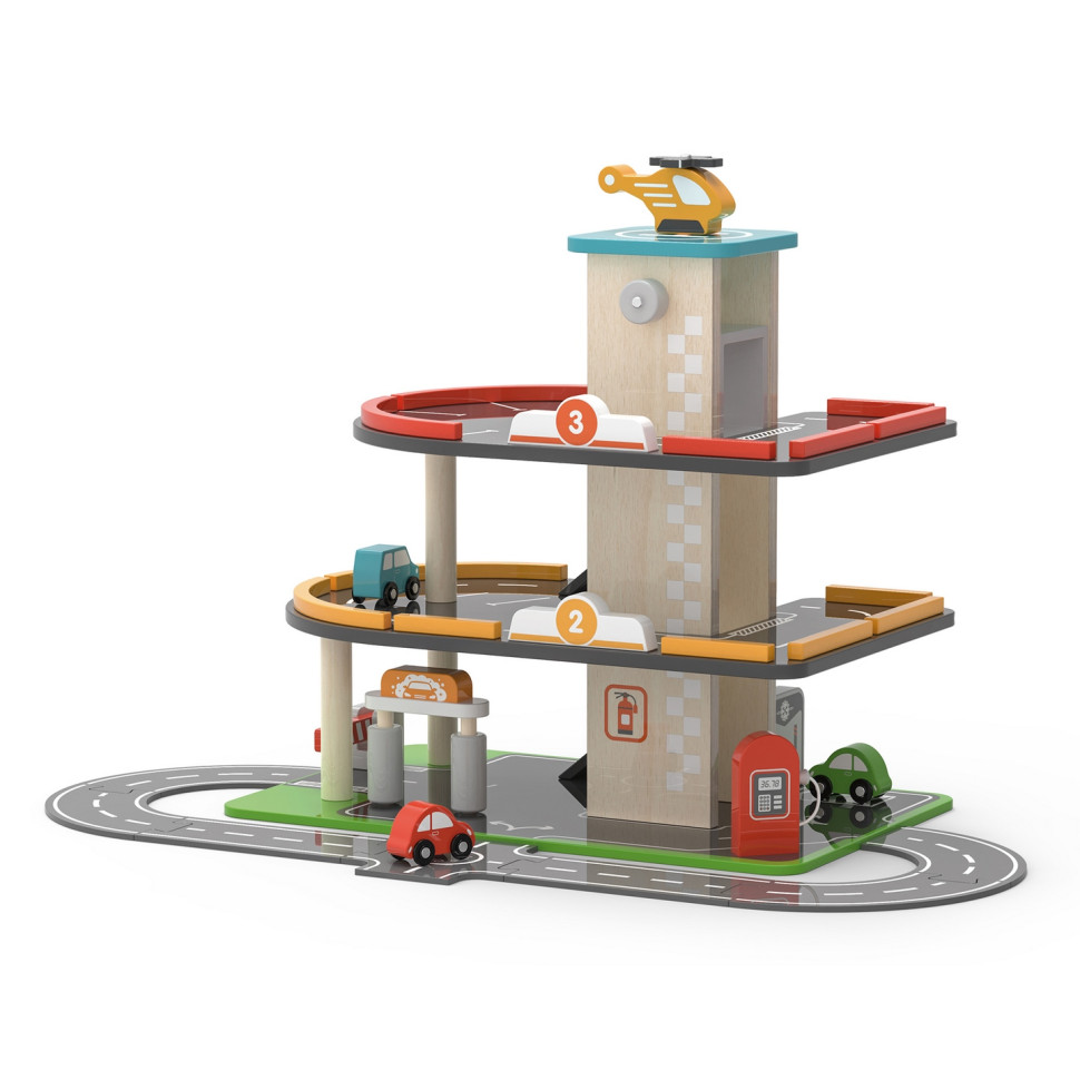 Ігровий набір Паркінг з АЗС Viga Toys 44509 дерев'яний