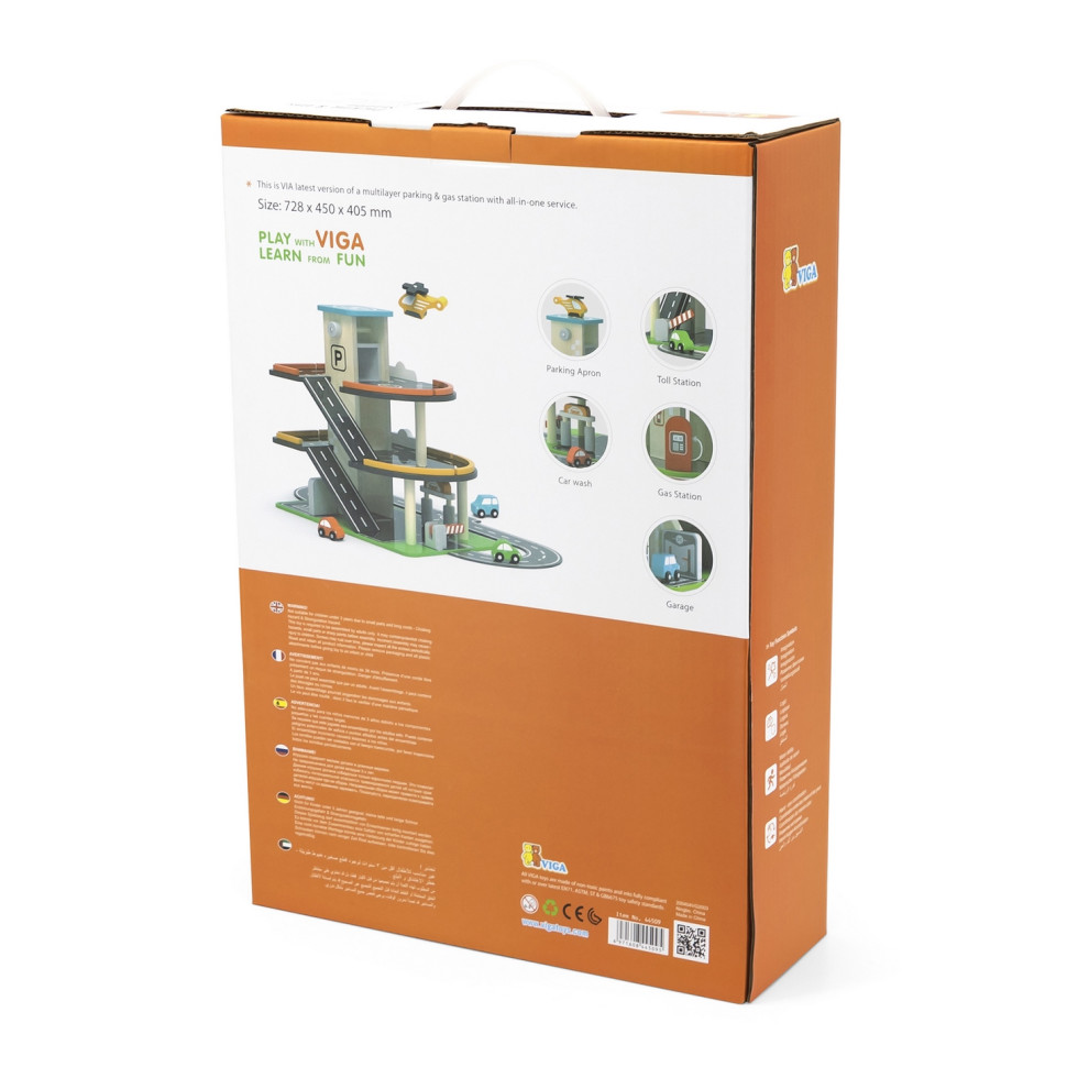 Ігровий набір Паркінг з АЗС Viga Toys 44509 дерев'яний