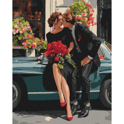 Картина по номерам "Романтическая пара у авто" &copy;art_selena_ua Идейка KHO8703, 40х50 см