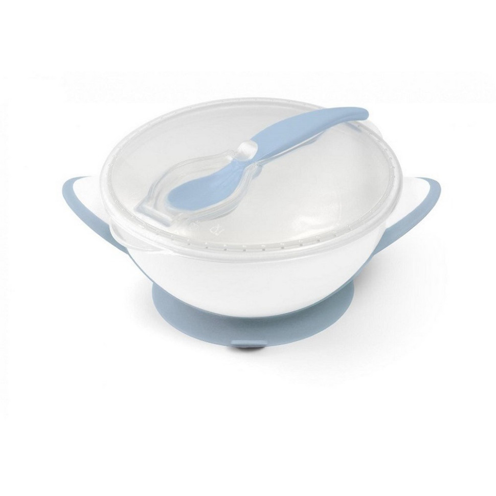 Мисочка з присоскою та ложечкою BabyOno 1063/05 пастельно-блакитна