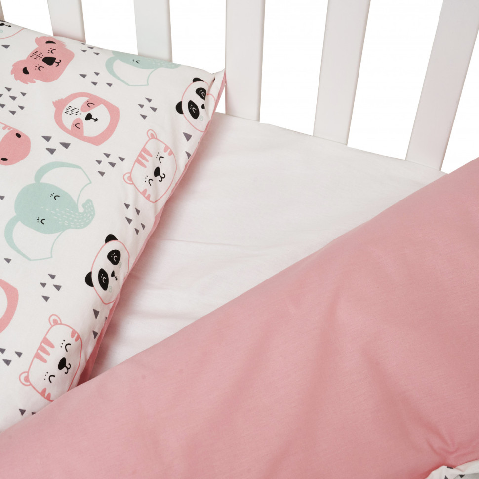 Змінна постільна білизна в ліжечко Zoo Twins 3022-TZ-08 pink, 4 елементи