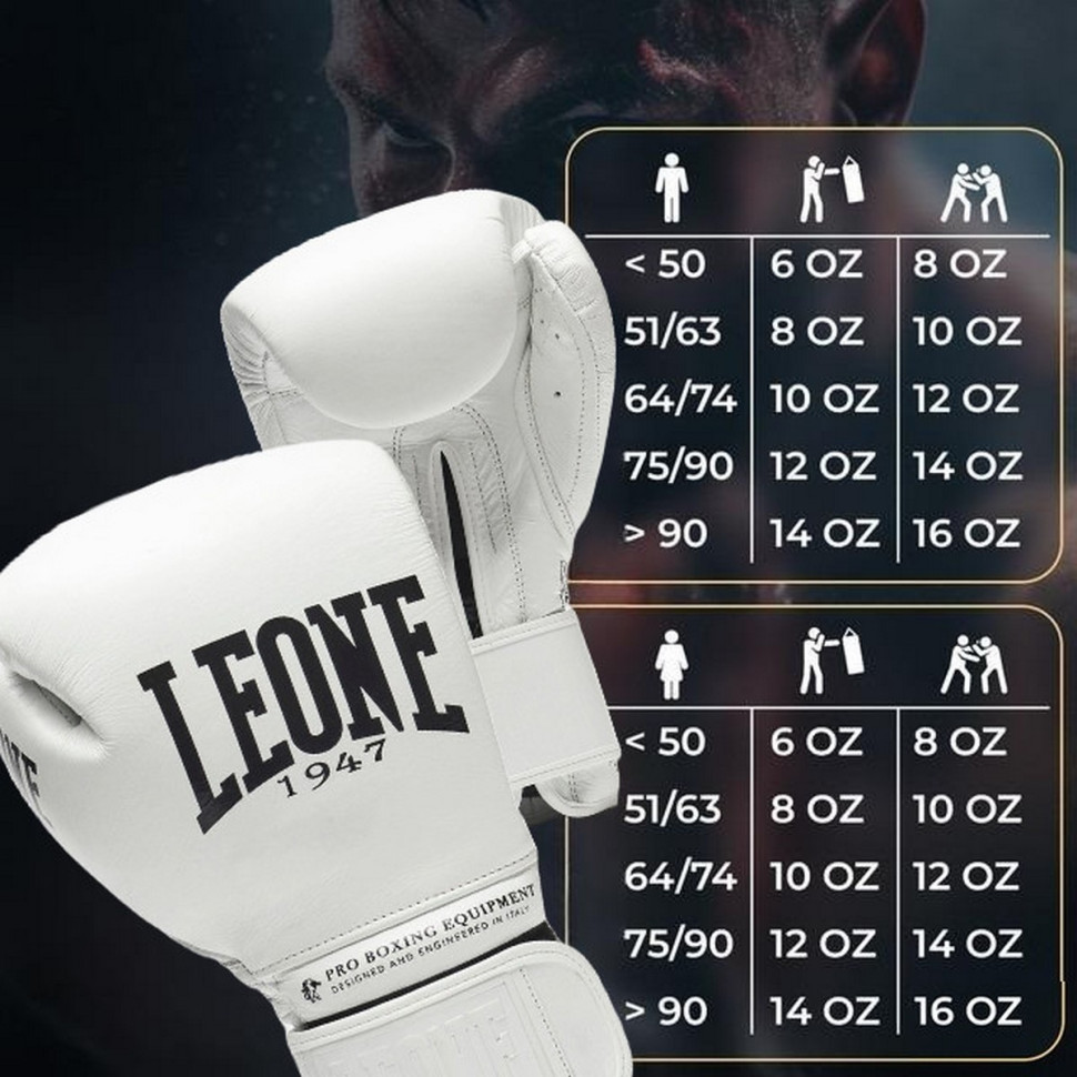 Боксерські рукавиці GN111 THE GREATEST Leone GN111_White_14oz 14 унцій (бинти в комплекті)