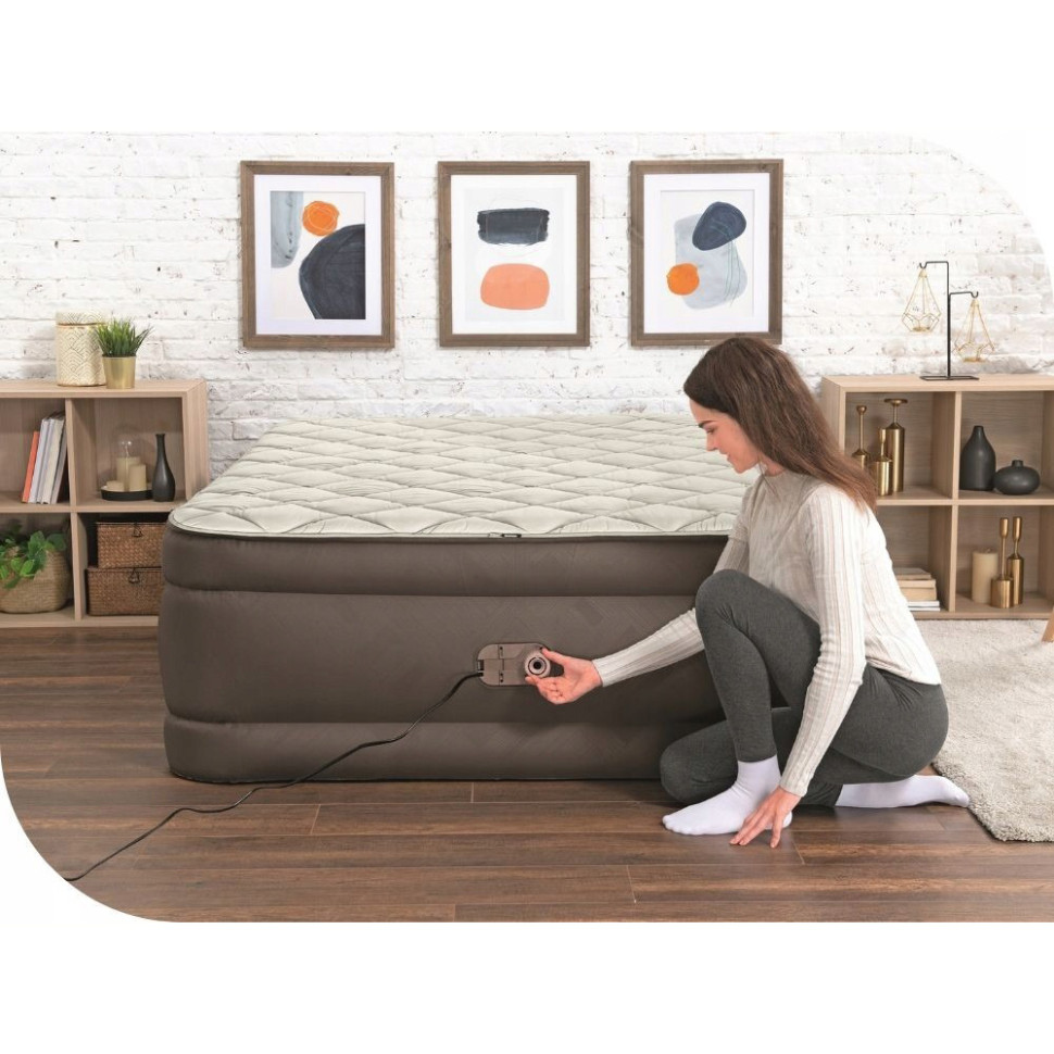 Надувне велюрове ліжко Bestway 69145P 203 x 152 x 51 см