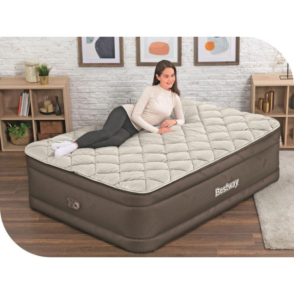 Надувне велюрове ліжко Bestway 69145P 203 x 152 x 51 см