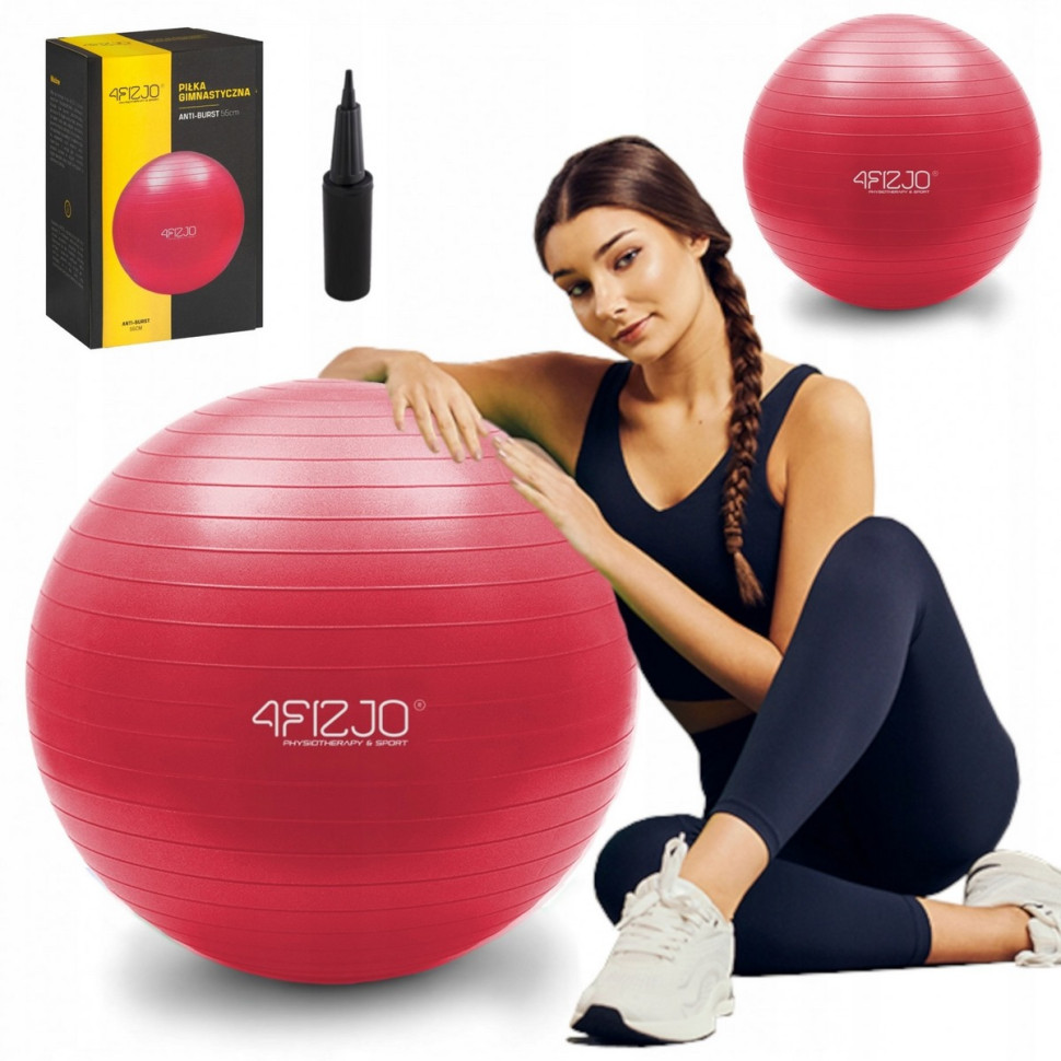 М'яч для фітнесу (фітбол) 4FIZJO 4FJ0031, 55 см, Anti-Burst, Red