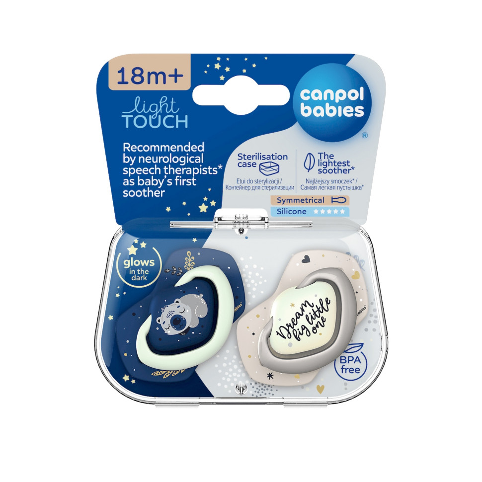 Пустушка силіконова симетрична Sleepy Koala Canpol babies 22/660_blu 2 шт, 18+ місяців