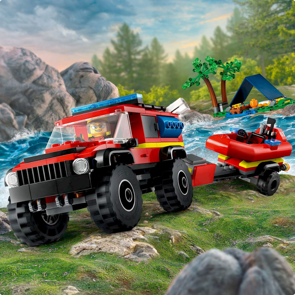 Конструктор Пожежний позашляховик із рятувальним човном LEGO 60412, 301 деталь