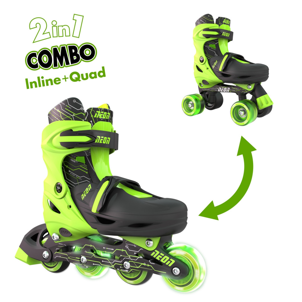 Роликовые коньки Neon Combo Skates Салатовый (Размер 34-37) NT10G4