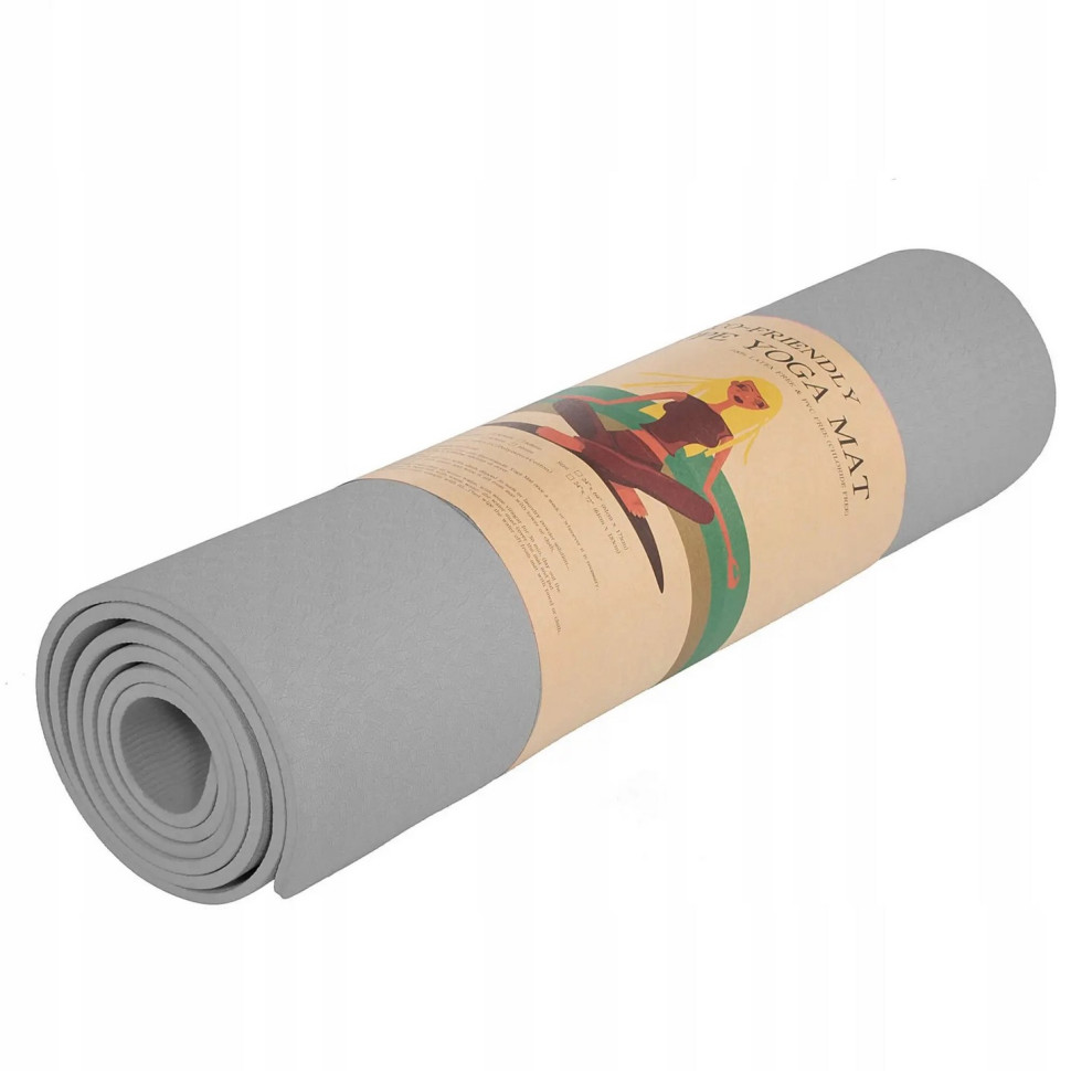 Коврик (мат) для йоги и фитнеса Springos YG0017 Grey, TPE 6 мм 