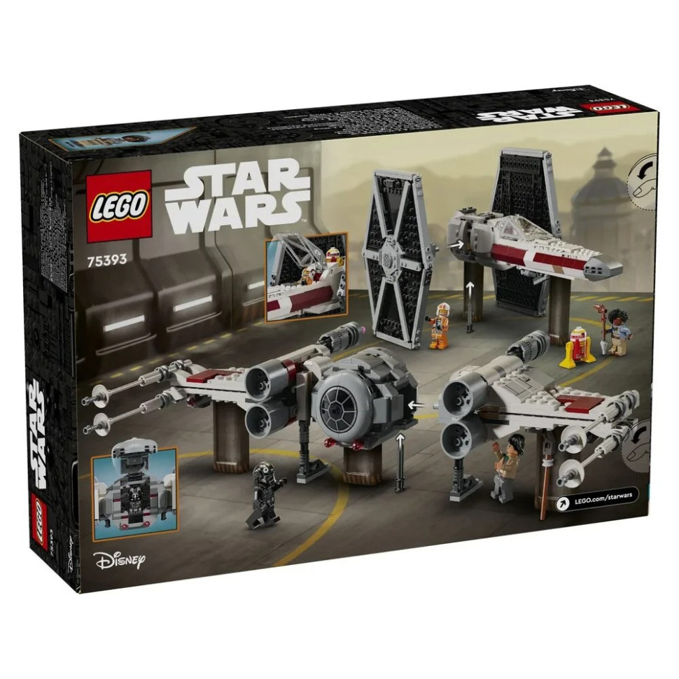 Конструктор LEGO Star Wars Сборный пакет Истребитель TIE и Корабль X-wing 75393, 1063 детали