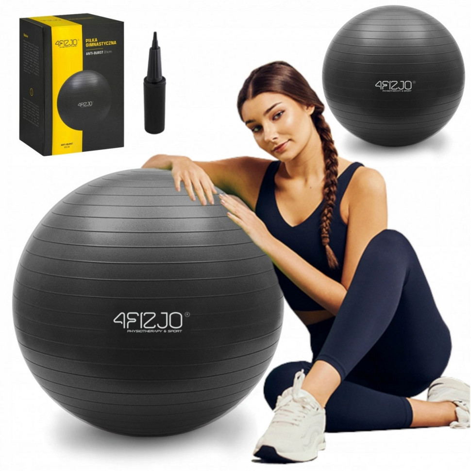 М'яч для фітнесу (фітбол) 4FIZJO 4FJ0028, 85 см, Anti-Burst, Black