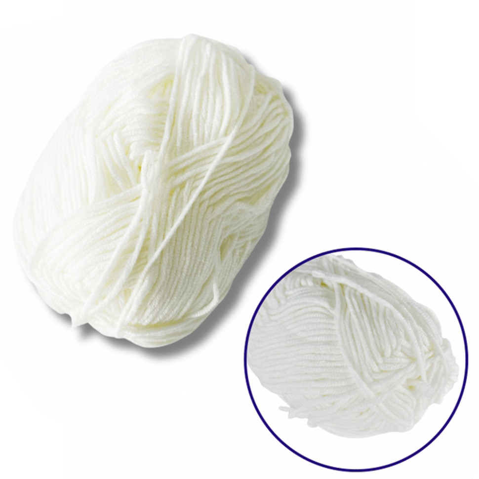 Пряжа фасована петляста Brushme NB101, 80% бавовни, 20% молочна клітковина, молочно-білий