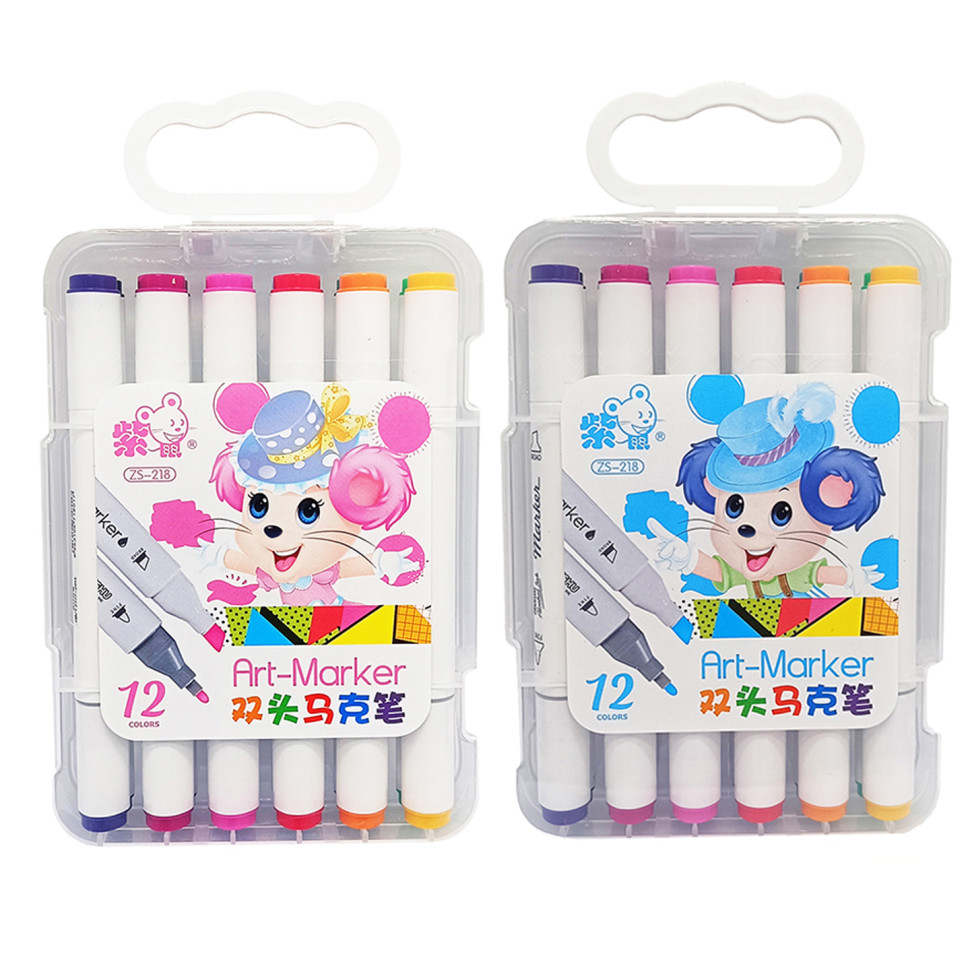 Фломастер 12 цветов «Art -Marker» Bambi 218-12 в пластиковом боксе