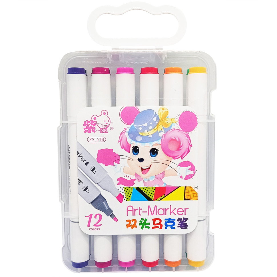 Фломастер 12 цветов «Art -Marker» Bambi 218-12 в пластиковом боксе