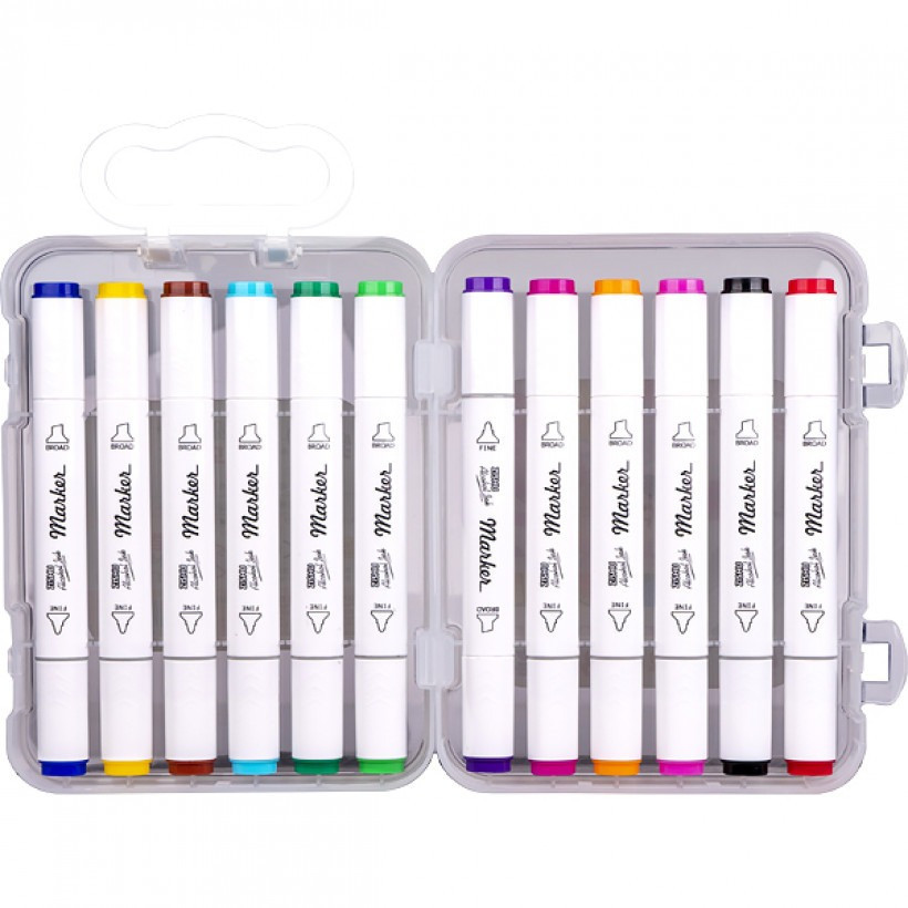Фломастер 12 цветов «Art -Marker» Bambi 218-12 в пластиковом боксе