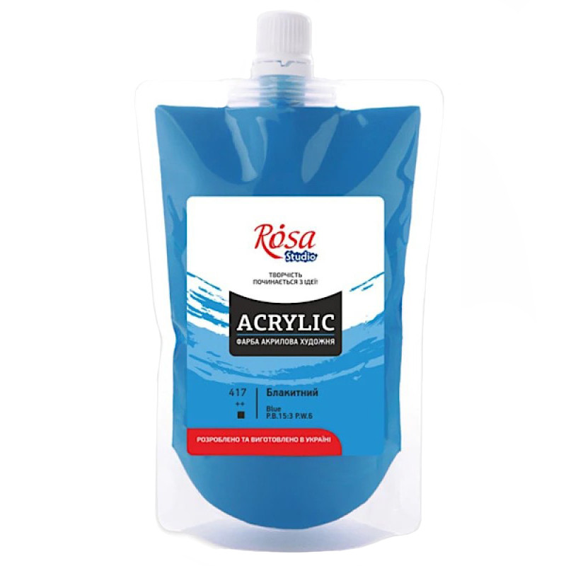 Фарба акрилова Блакитна Rosa 323200417 (код 417), 200 мл