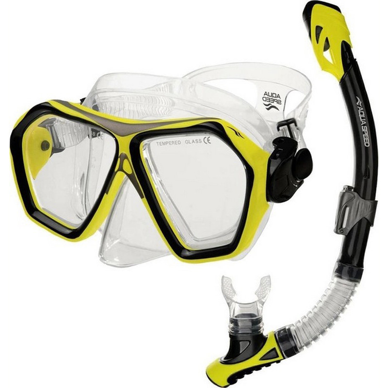 Набор маска и трубка Blaze + Borneo 60320 Aqua Speed 618-18 желтый, черный, OSFM