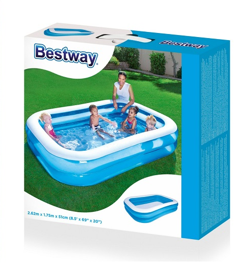 Детский бассейн Bestway 54006 Семейный, 2 кольца 262-175-51см