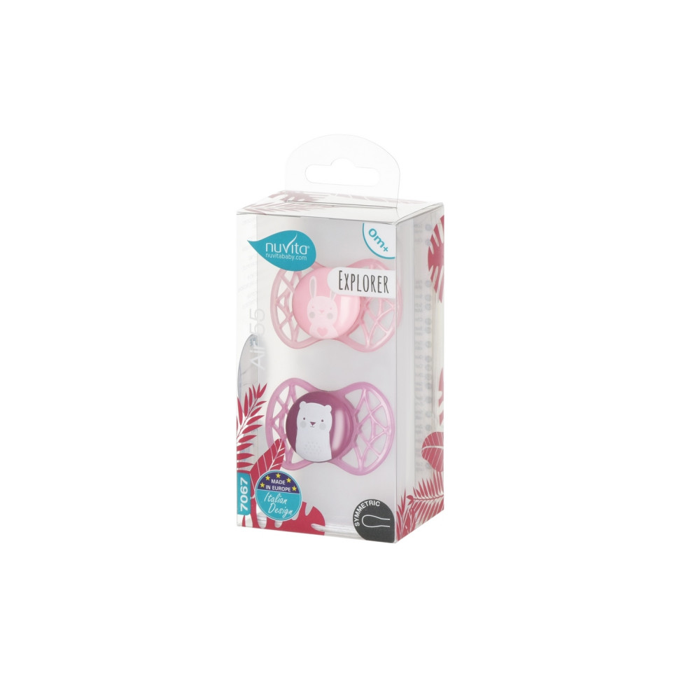 Пустушка Nuvita 7067 Air55 Explorer симетрична 0m+ (заєць, ведмідь) 2шт NV7067F