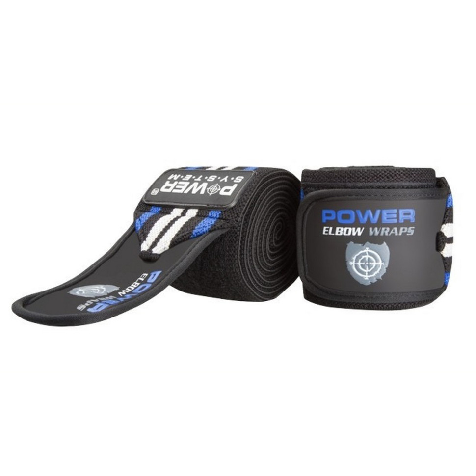 Бинти на лікоть PS-3600 Elbow Wraps Power System PS-3600_Blue-Black, Blue/Black (пара)