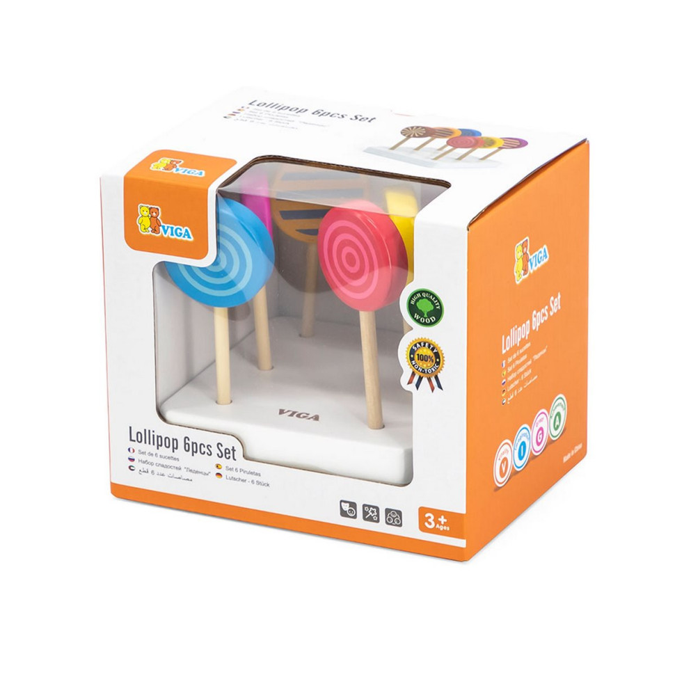 Набор игрушечных леденцов Viga Toys 44529 из дерева 6 штук