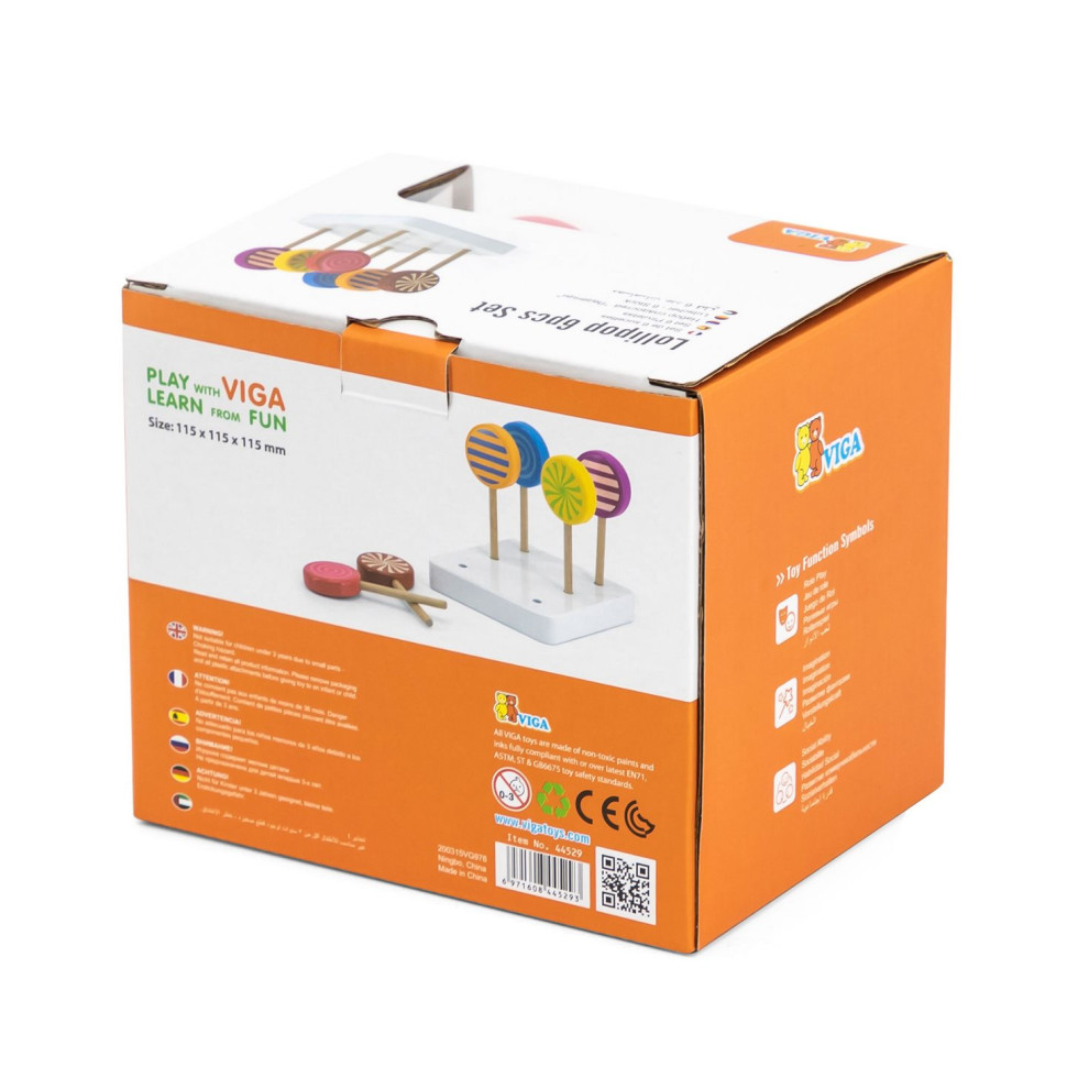 Набор игрушечных леденцов Viga Toys 44529 из дерева 6 штук