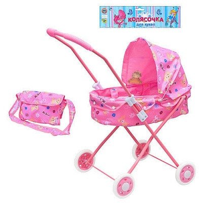 Коляска для ляльок Metr+ М 0595 з сумкою, знімна люлька