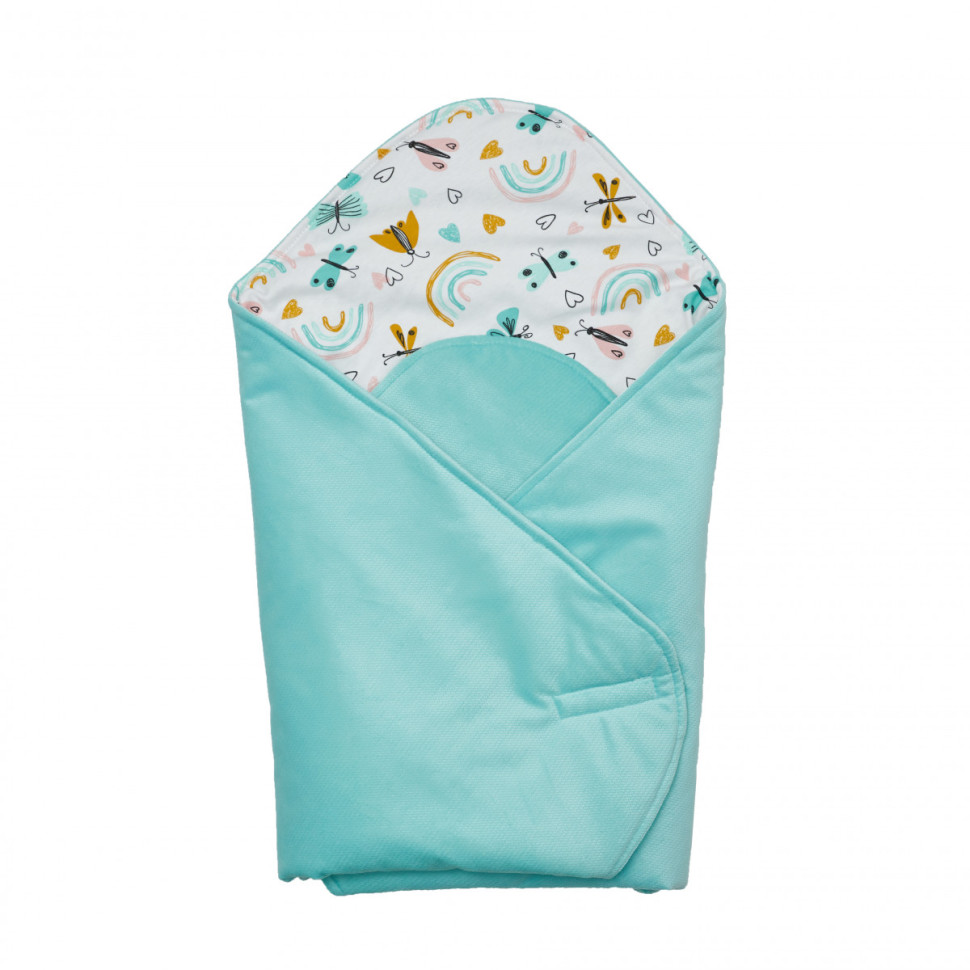 Конверт-плед дитячий Velvet Print Twins 9016-TVP-14 mint 80x80 см