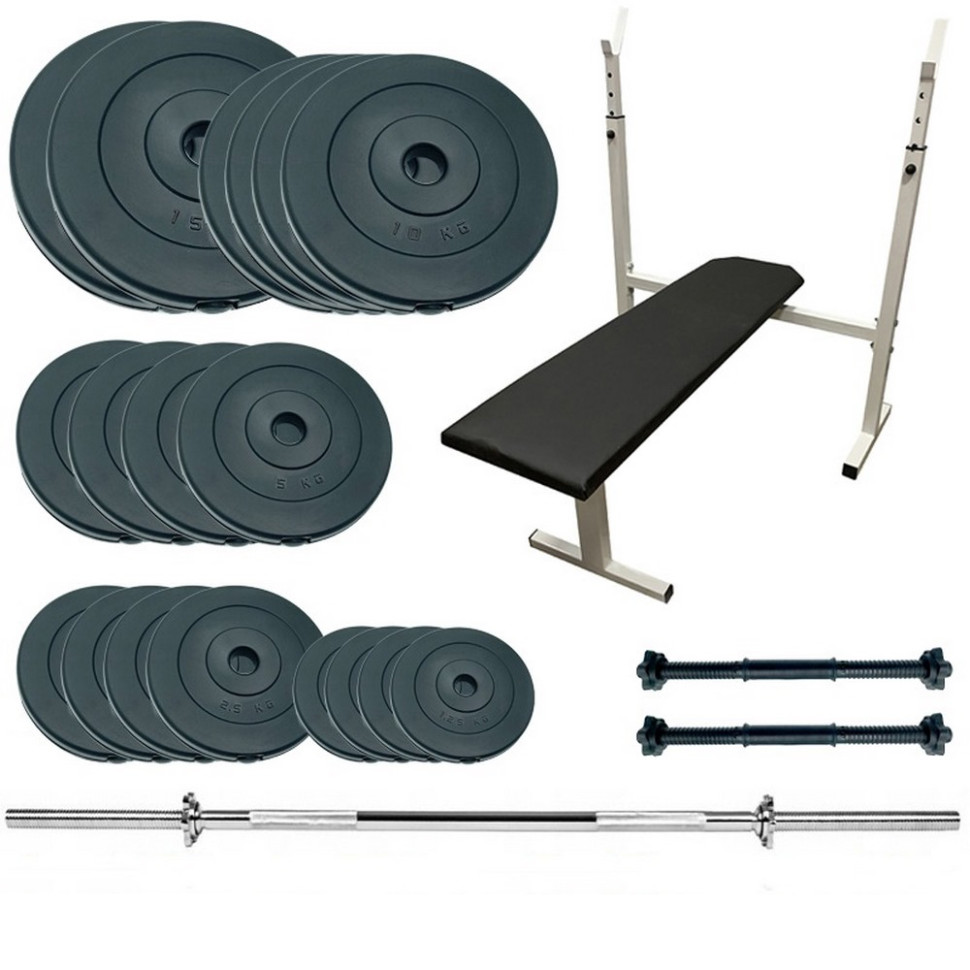 Скамья для жима с набором штанга и гантели Standard Set 120 Newt NE-SD-PL-SET-120, 120 кг