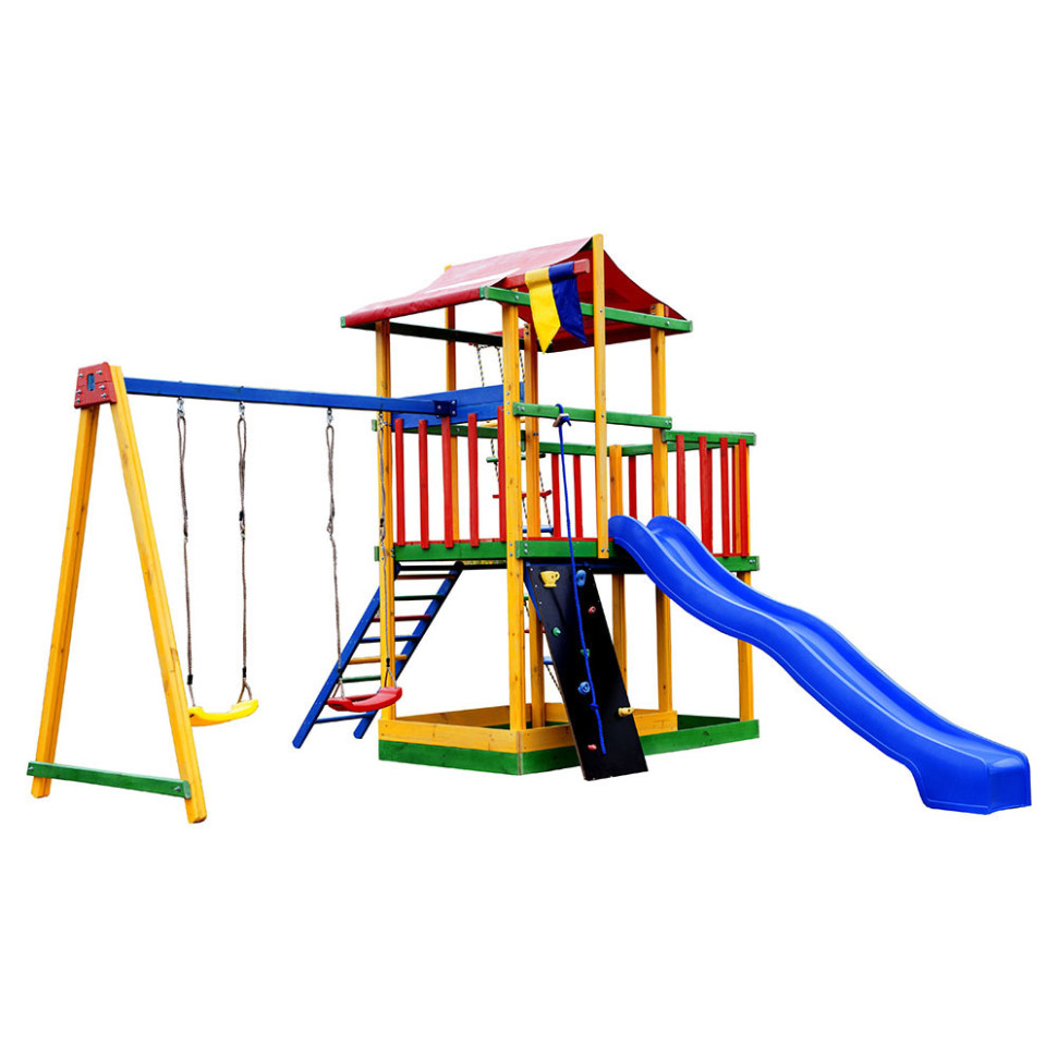 Ігровий комплекс кольоровий для вулиці SportBaby Babyland-11 з мотузковими сходами