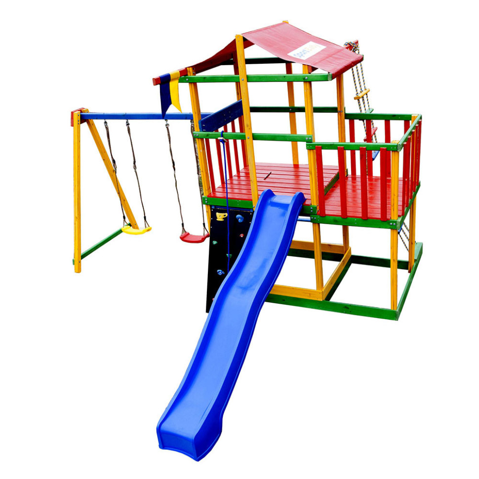 Ігровий комплекс кольоровий для вулиці SportBaby Babyland-11 з мотузковими сходами