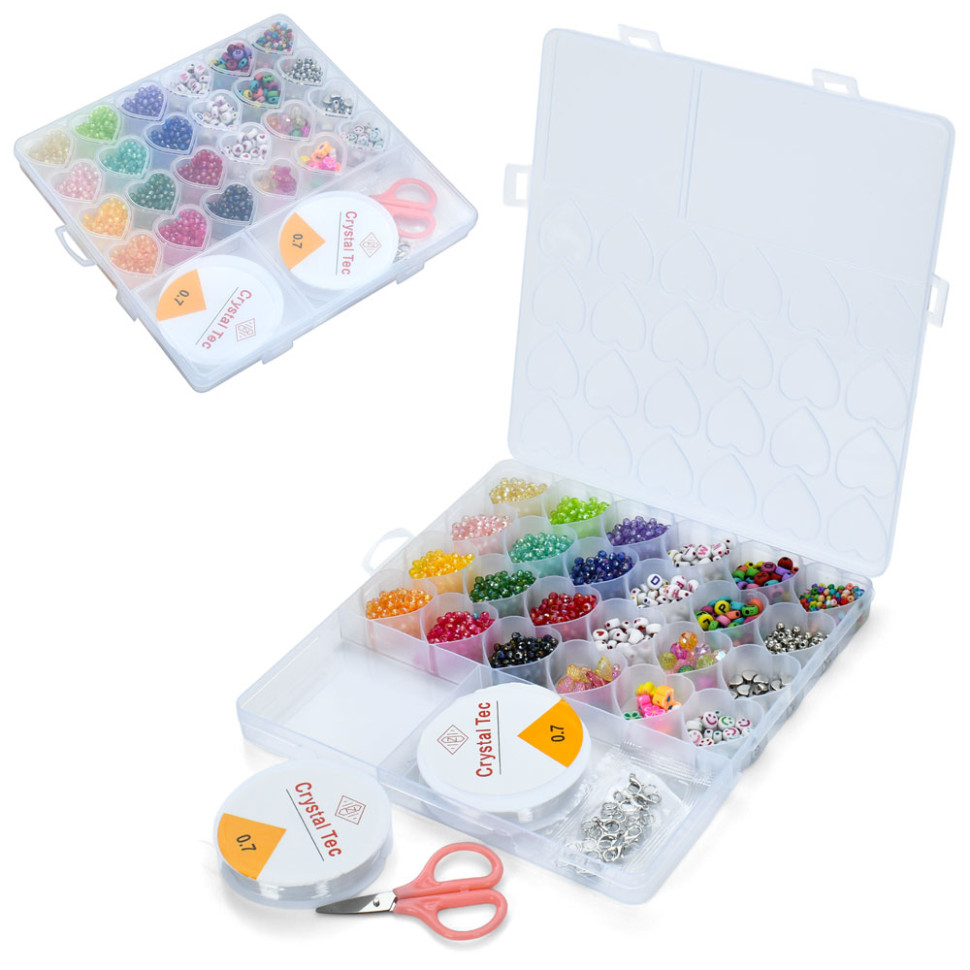 Набор для творчества Бисер Bambi A103-13K бусины с буквами, пайетки, ножницы