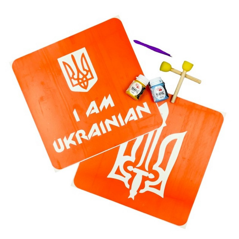 Набор для рисования по ткани «I Am Ukrainian, Тризуб» Fresh Tattoo paint-n064-n059
