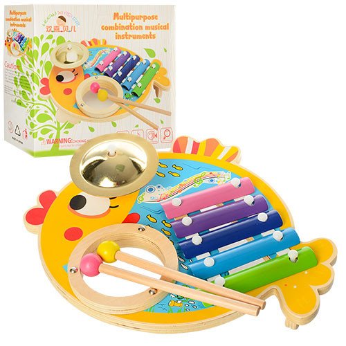 Деревянная игрушка Ксилофон HUANXIBEIER MD 0903 с металлическими пластинами