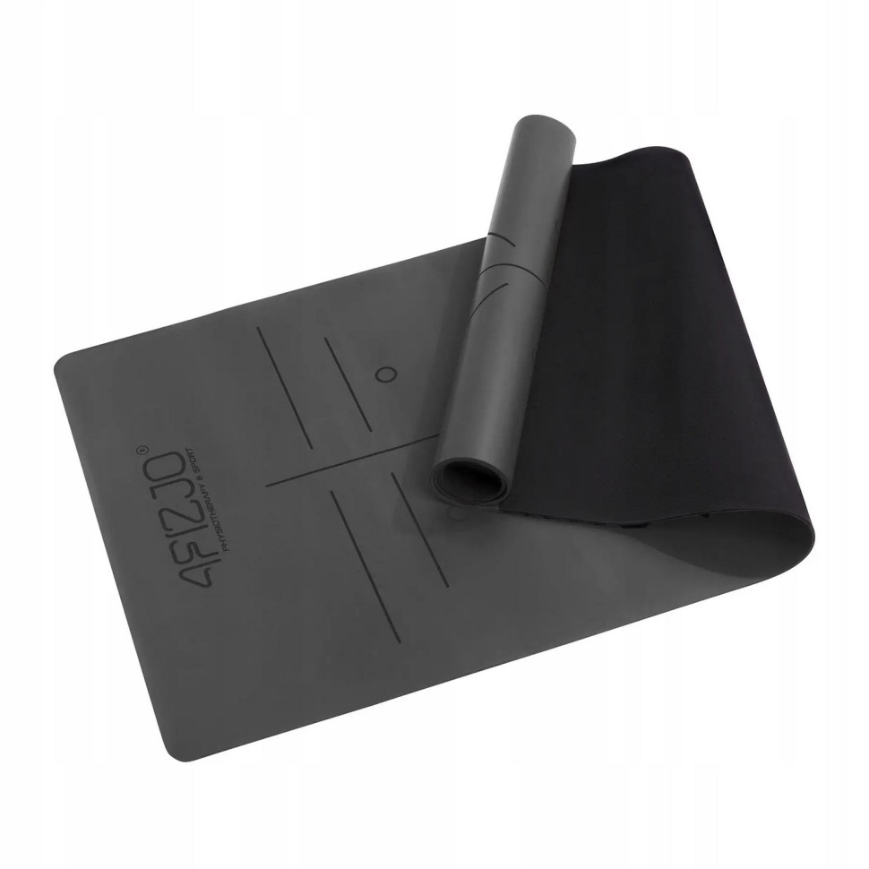 Килимок (мат) спортивний для йоги та фітнесу 4FIZJO 4FJ0587 PU 183 x 68 x 0.4 см, Black