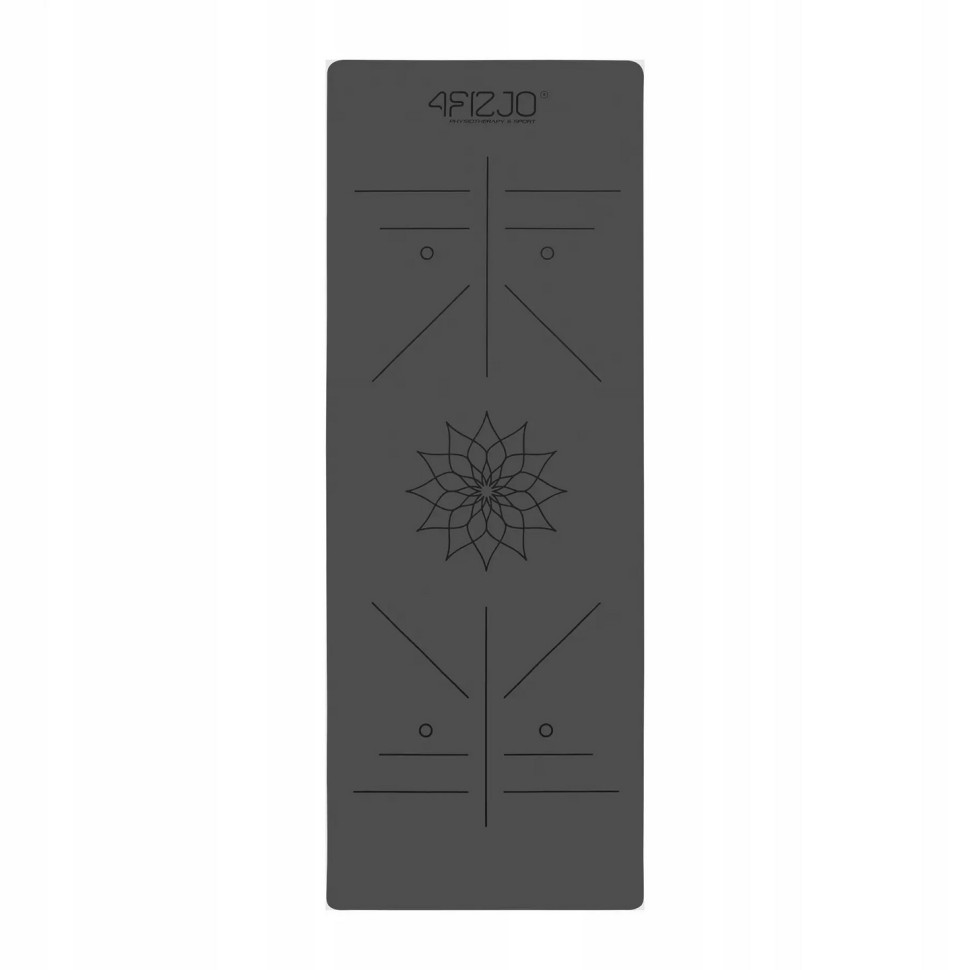 Килимок (мат) спортивний для йоги та фітнесу 4FIZJO 4FJ0587 PU 183 x 68 x 0.4 см, Black