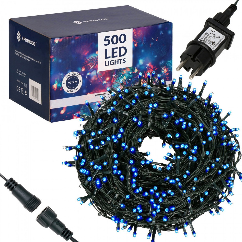 Гирлянда уличная Springos CL0523, 25 м 500 LED, Blue