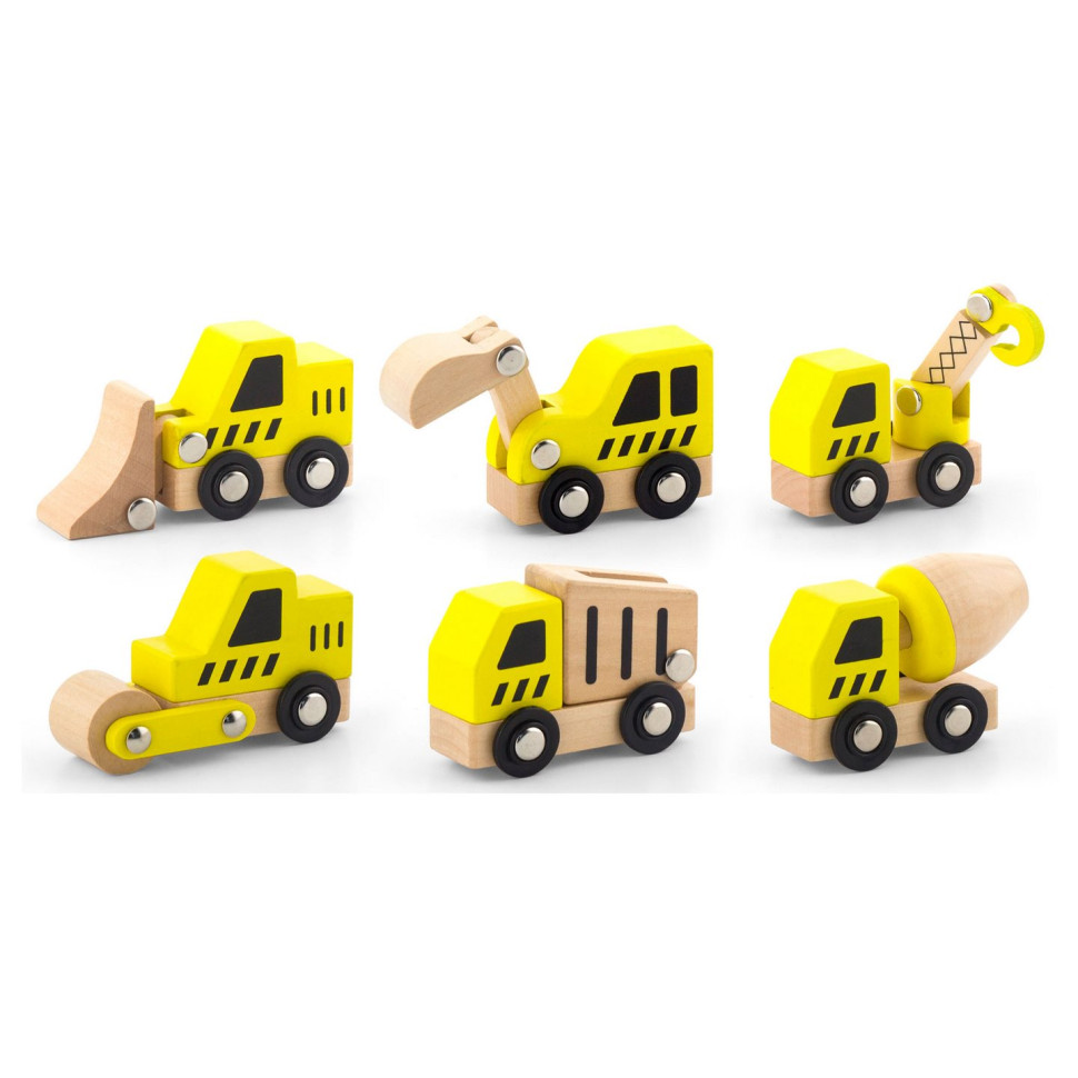 Набор игрушечных машинок Стройтехника Viga Toys 50541, 6 штук