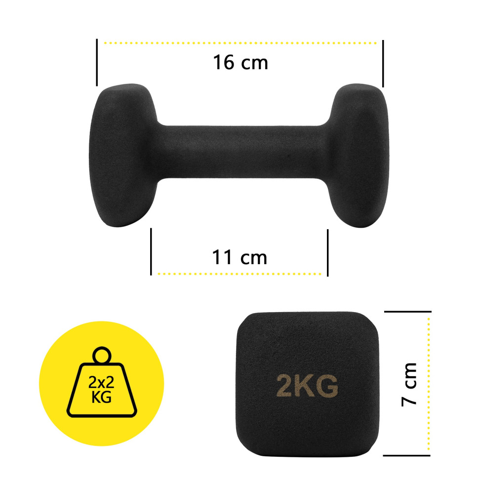 Гантелі вінілові Square Cornix XR-0407 Black 2 x 2 кг